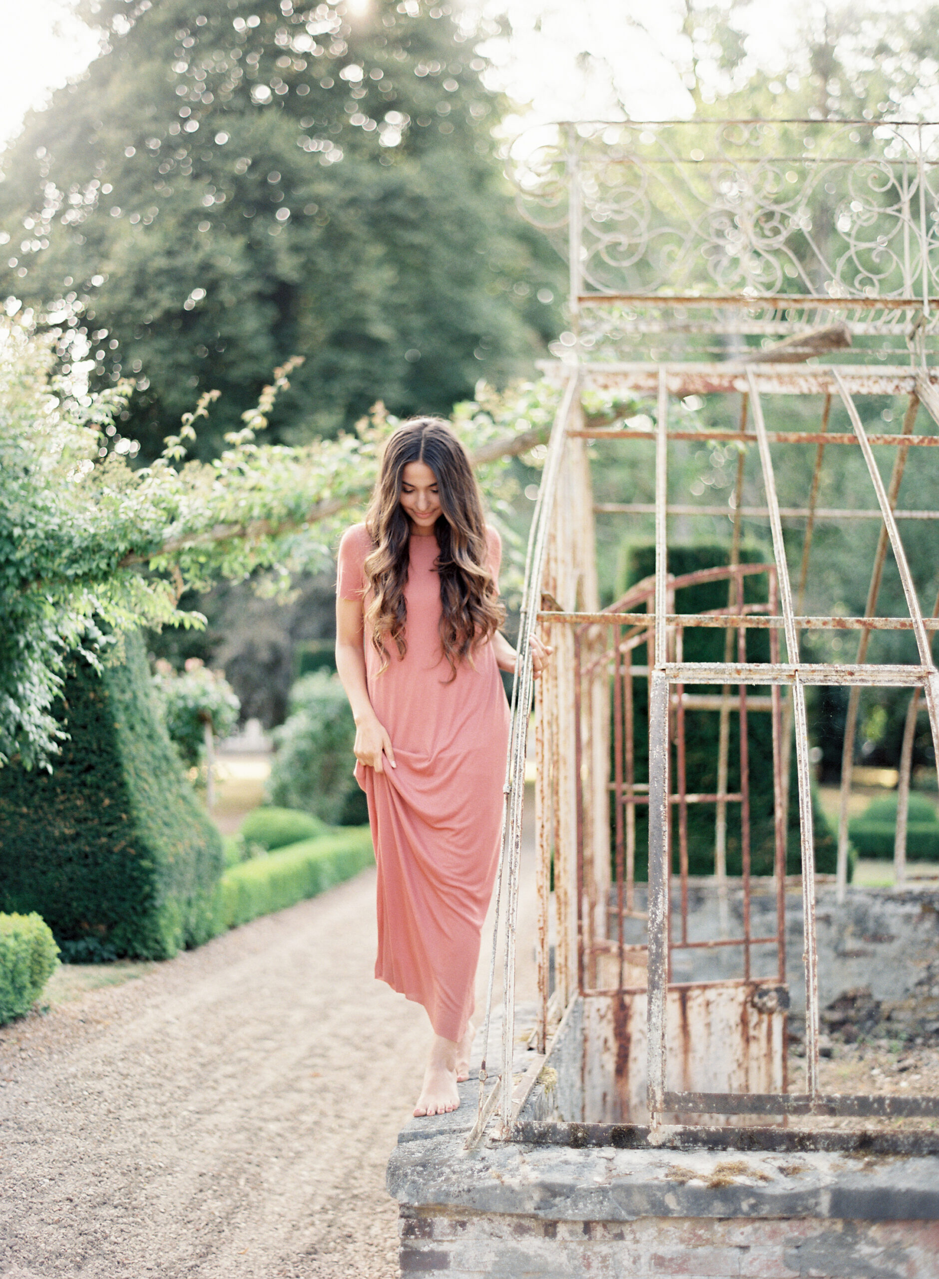 garden spring engagement photos
